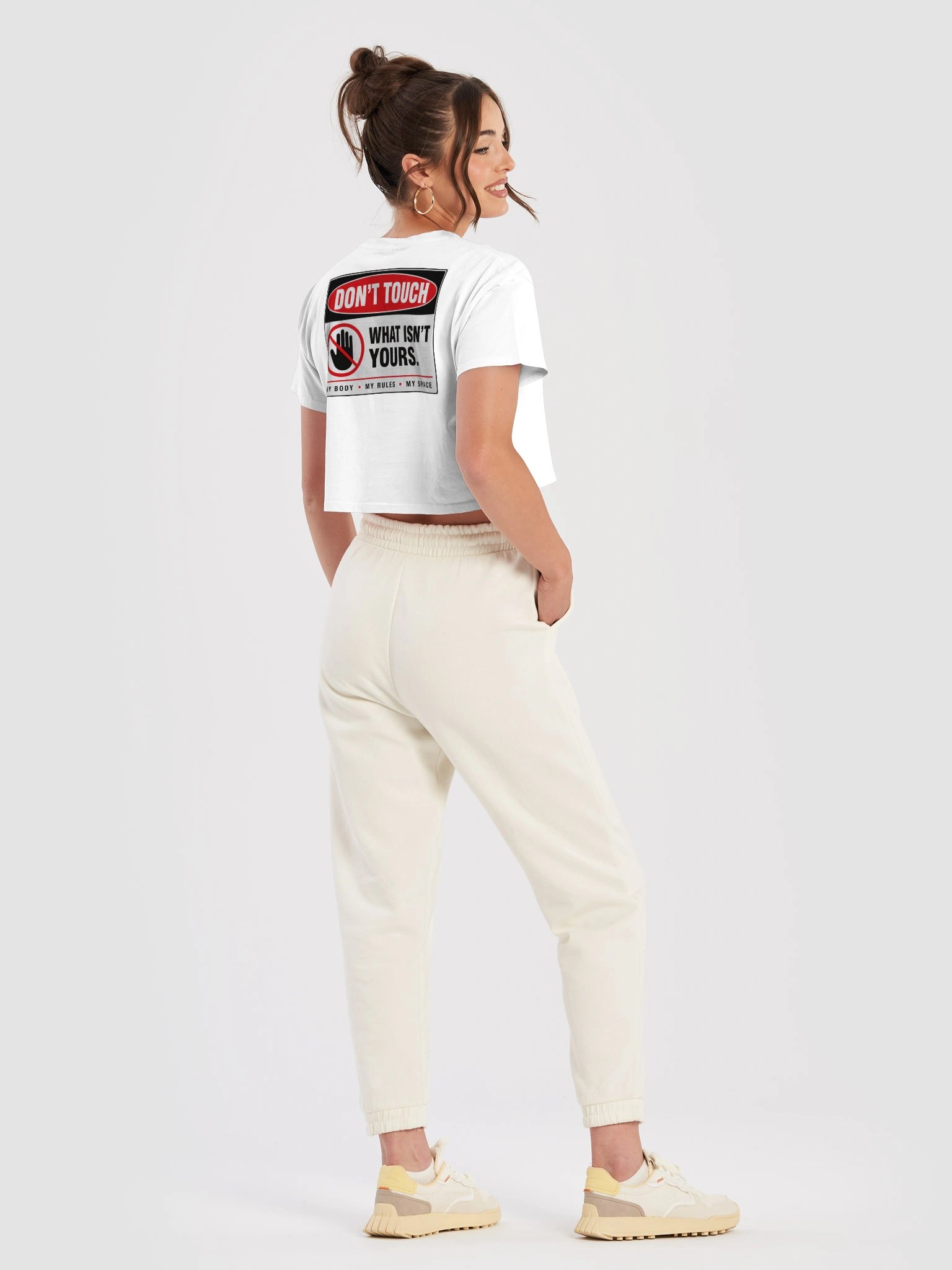 Don’t Touch What Isn’t Yours Crop Tee – Statement Back Print Shirt product image (4)