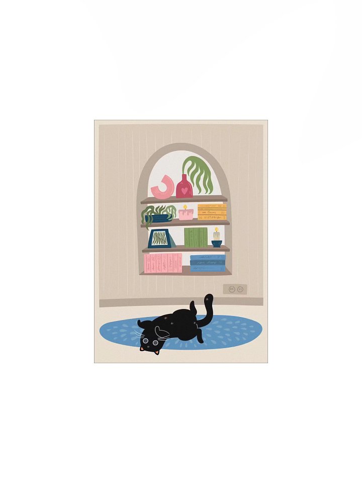 Cozy Black Cat Reading Corner Poster product image (2)