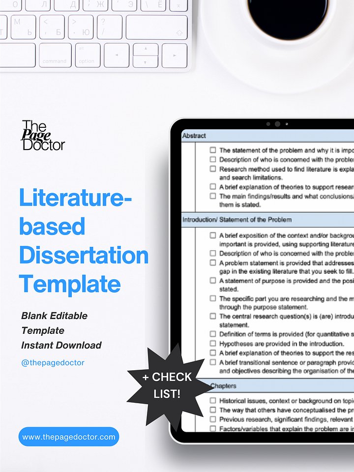 Dissertation Template + Checklist (Literature-Based) product image (1)