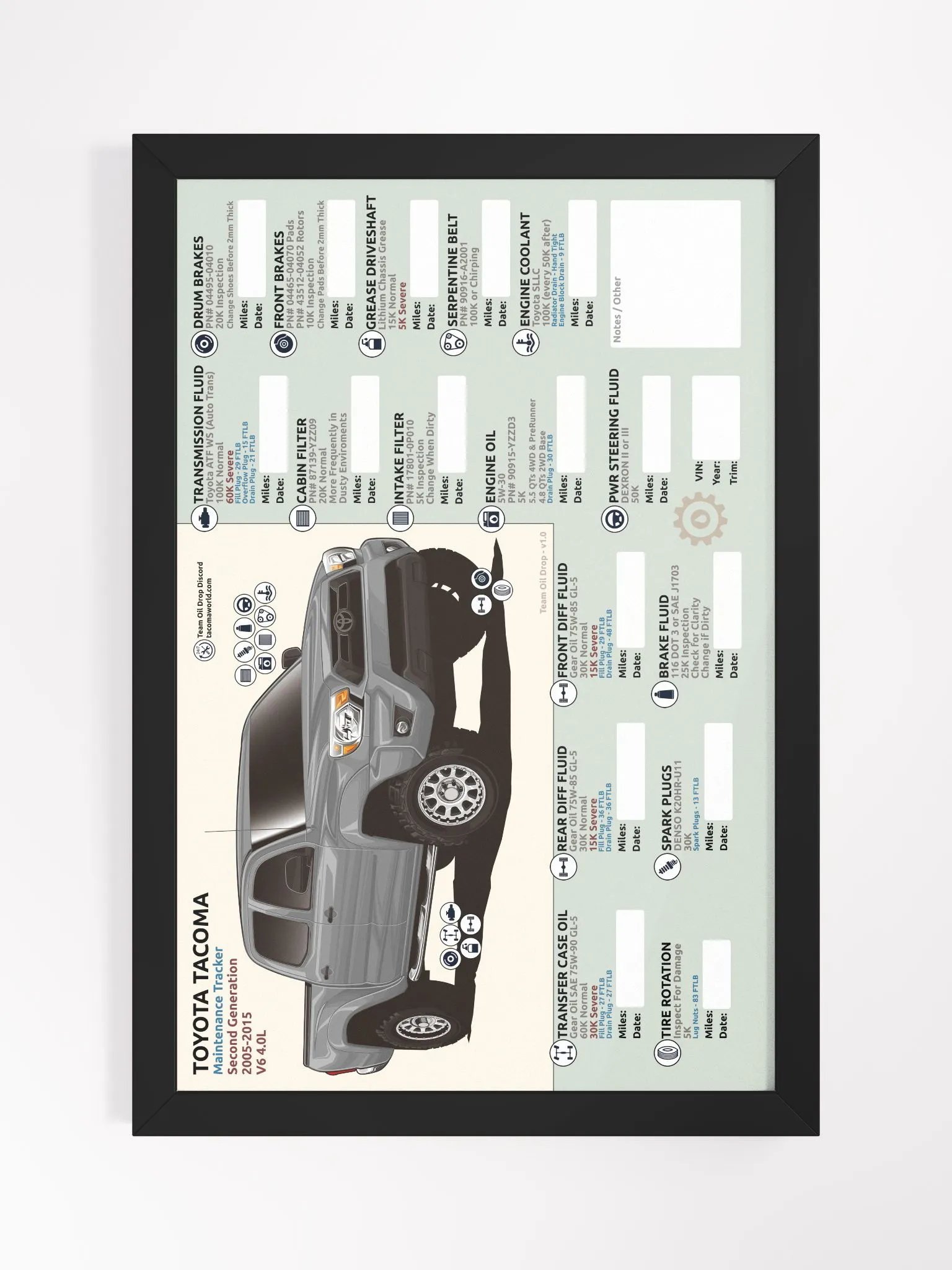 2nd GEN MAINTENANCE TRACKER V1.0 - Silver (FRAMED) product image (2)