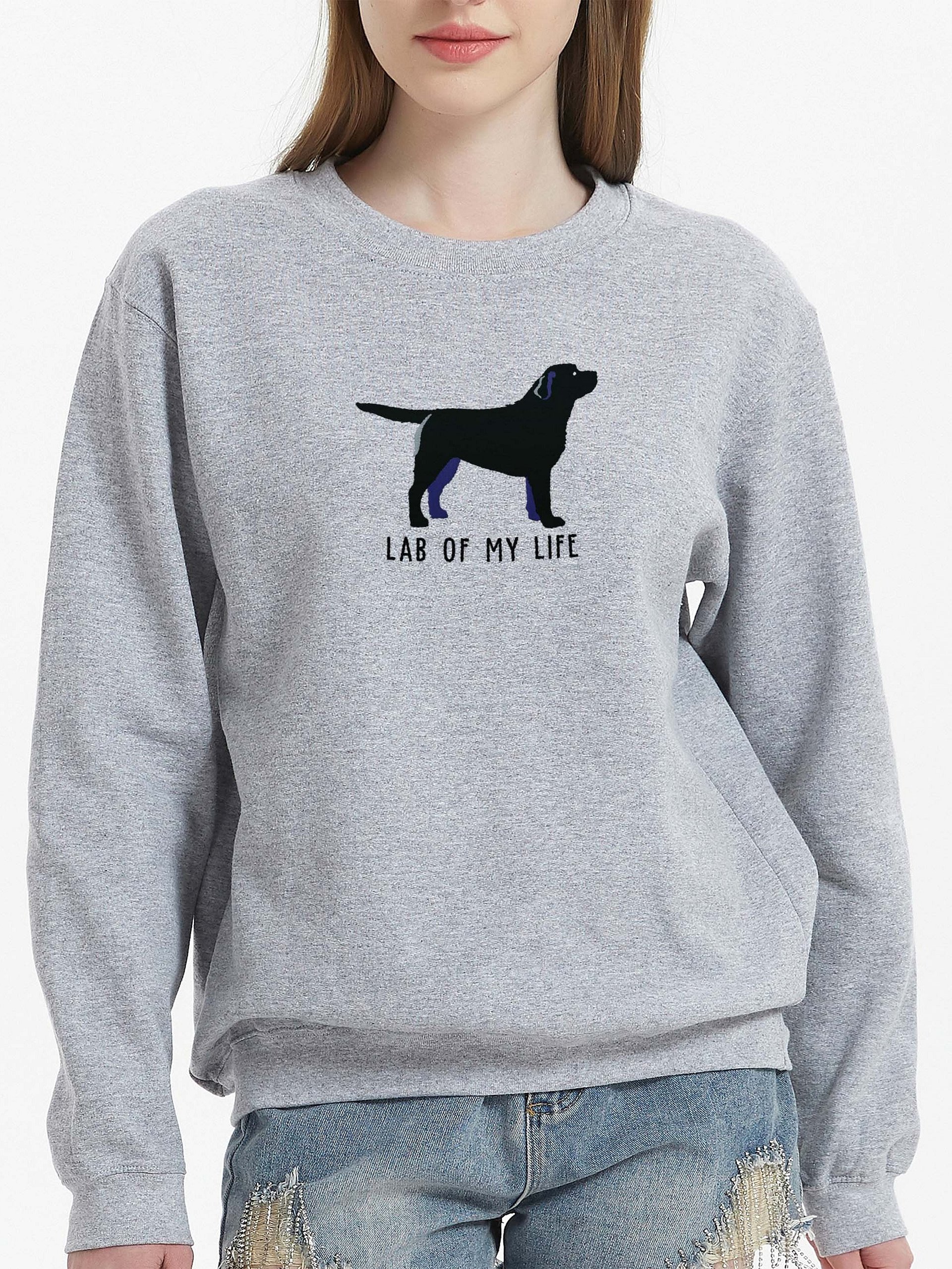 Lab of My Life Sweatshirt (Embroidered) of a Labrador Retriever(Black) product image (2)