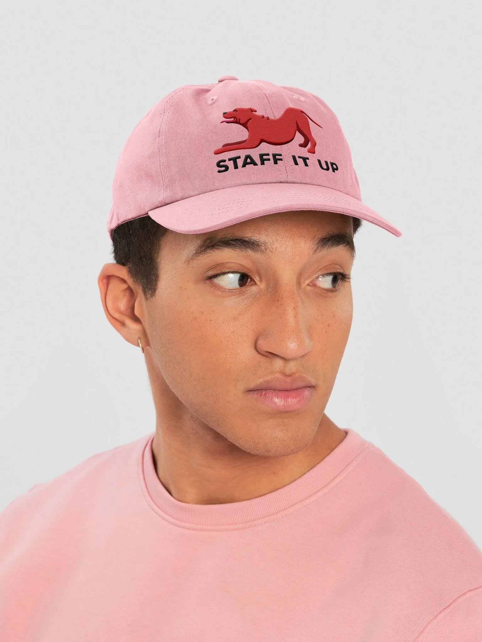 Staff It Up Classic Dad Hat(Embroidered) of a Staffordshire Terrier(Red) product image (19)
