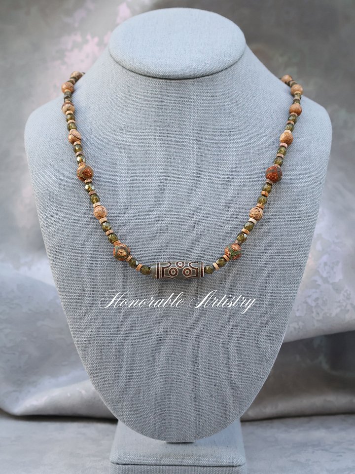 Dzi Agate and Picture Jasper Necklace product image (1)