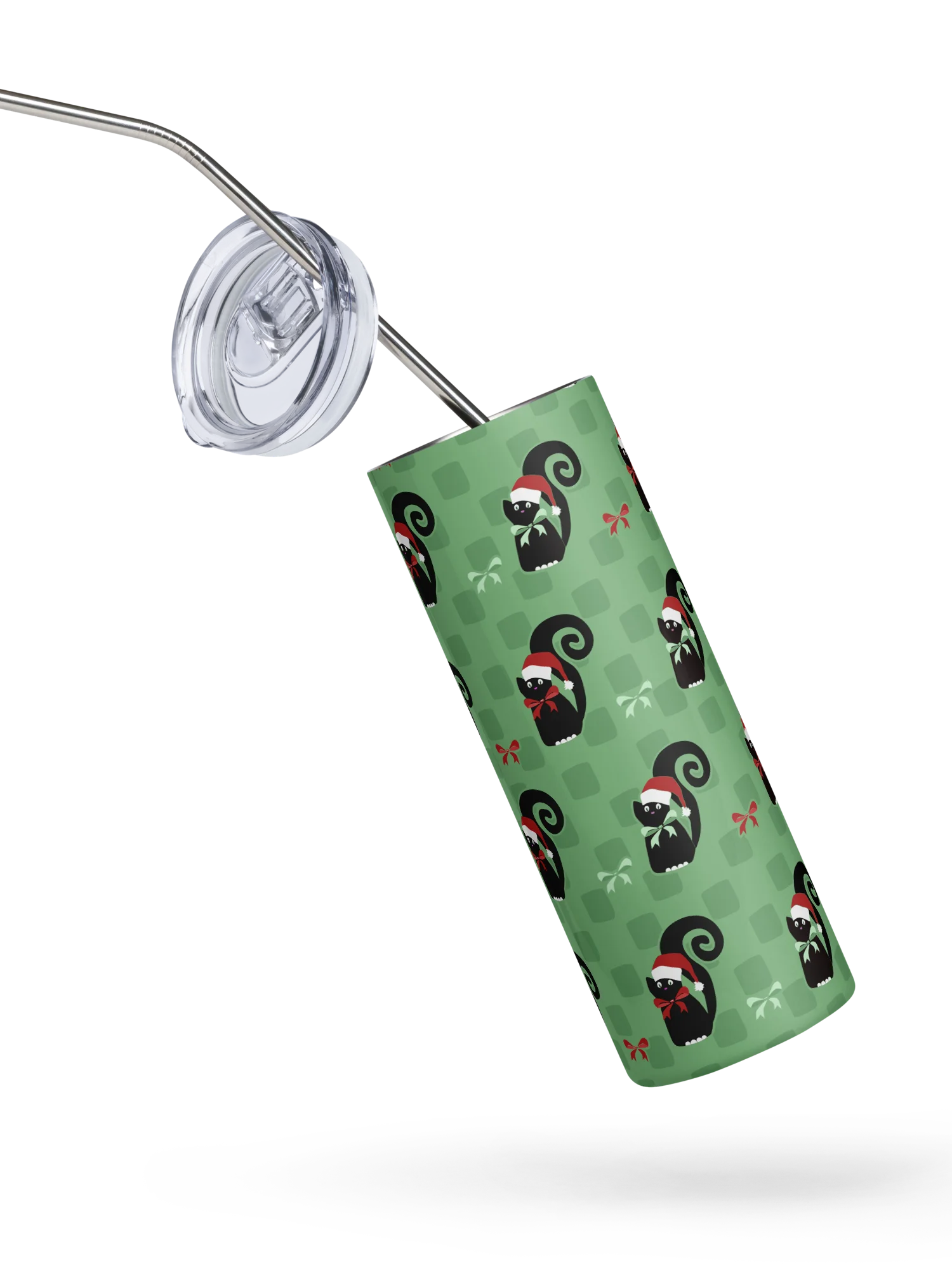 Christmas Kitties in a Row 20 oz Stainless Steel Tumbler – Green product image (2)