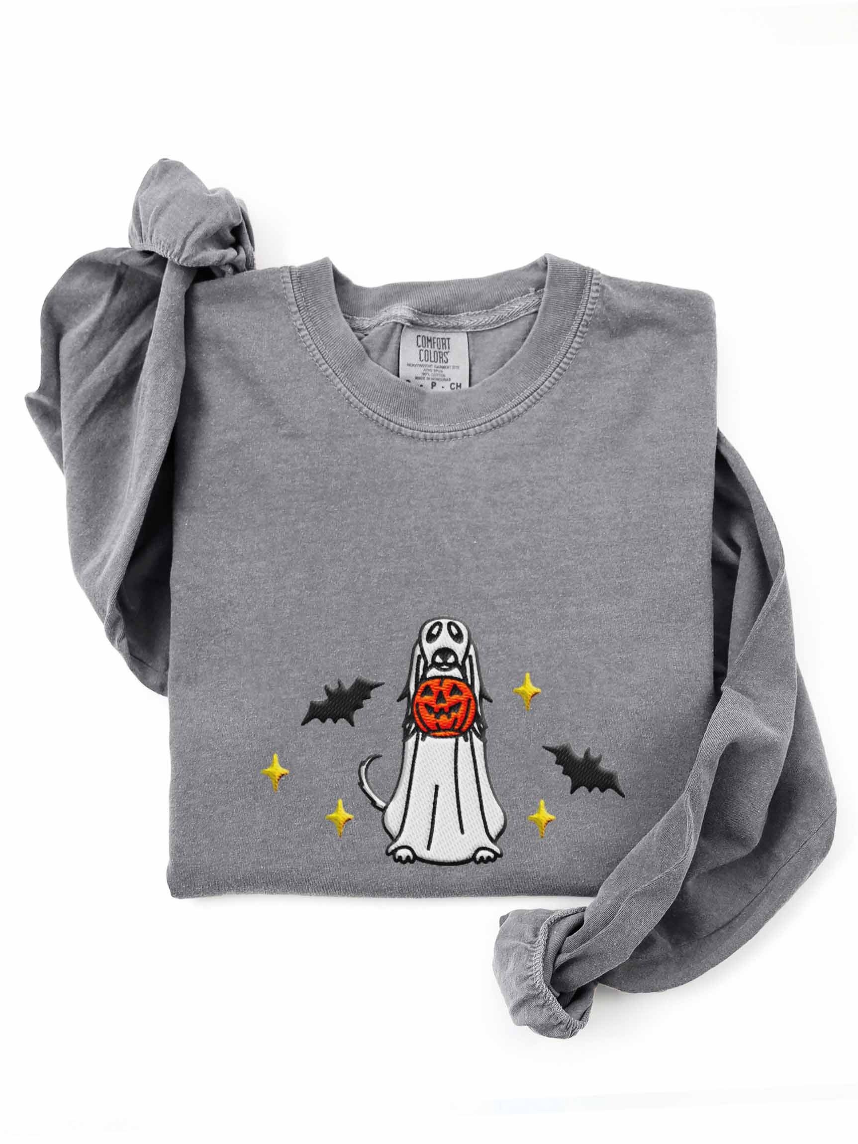 Halloween Saluki(White) Embroidered Long-Sleeve T-Shirt product image (1)