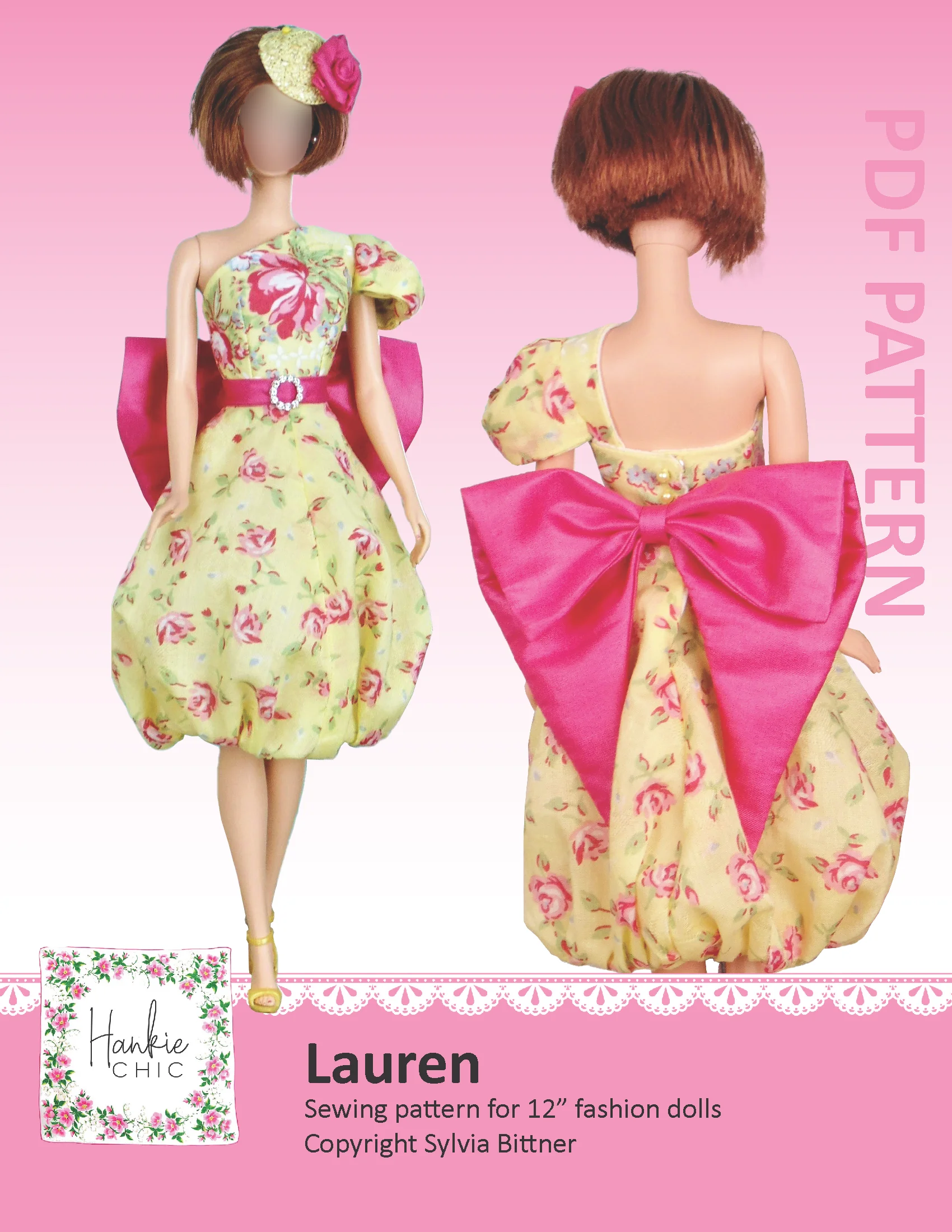 Lauren sewing pattern for 12" fashion dolls product image (1)