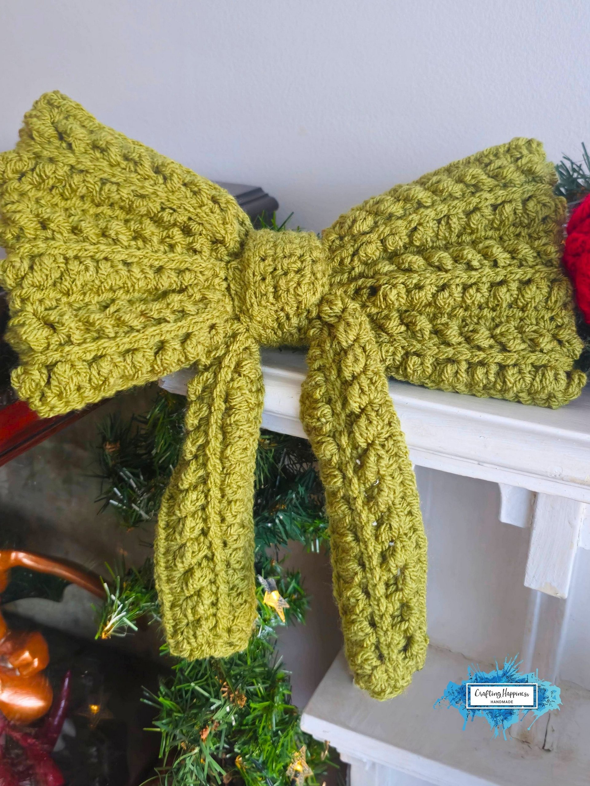 CROCHET PATTERNS + VIDEO | Xmas Bow Pattern pdf | Tree Wreath Gift Decor | Moon Fern Christmas Collection | Holiday Decor product image (4)