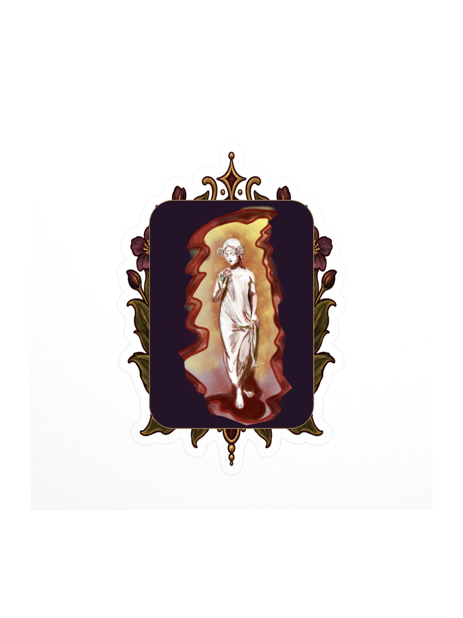 Ornate Gothic Floral Figure Kiss Cut Sticker product image (1)