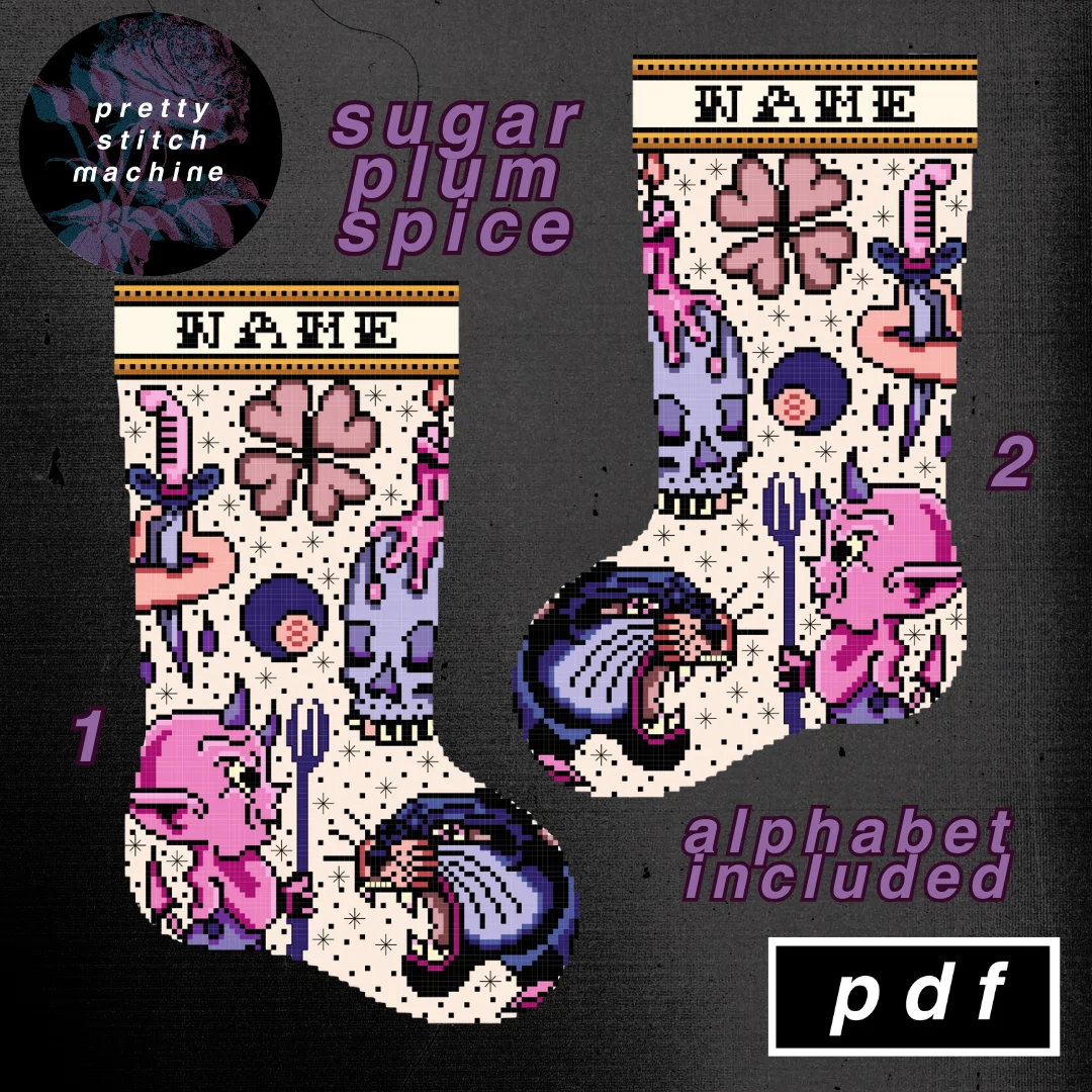 Traditional Florals Sugar Plum Spice Christmas Stocking Pattern Set product image (1)