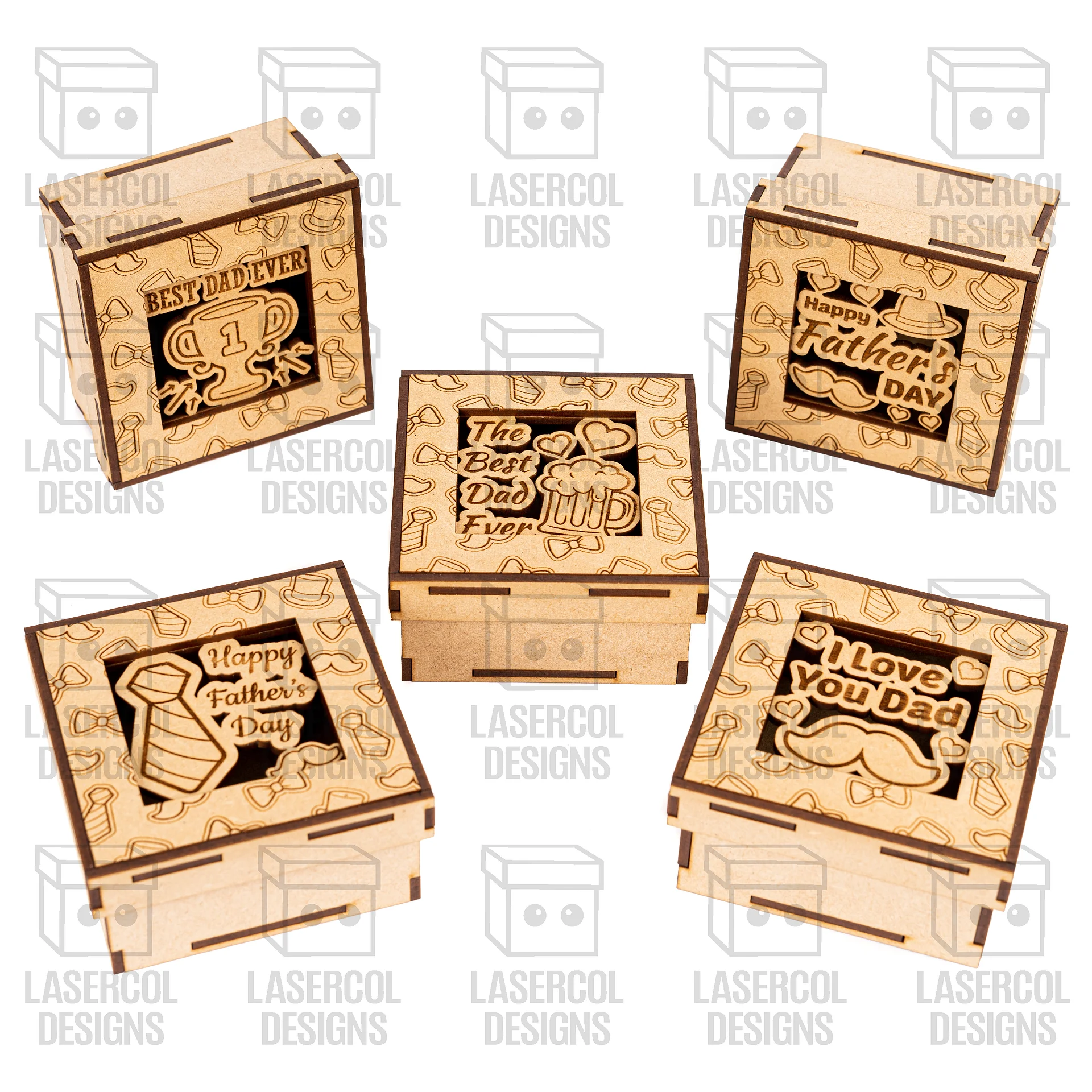 Father's Day Gift Boxes Bundle (10 Styles, Set 1-2) - Laser Cut Files product image (5)