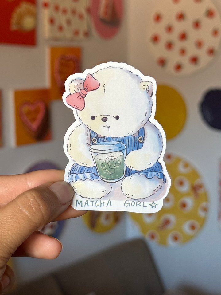 Matcha Gorl Amber Beary Waterproof Vinyl Sticker product image (2)