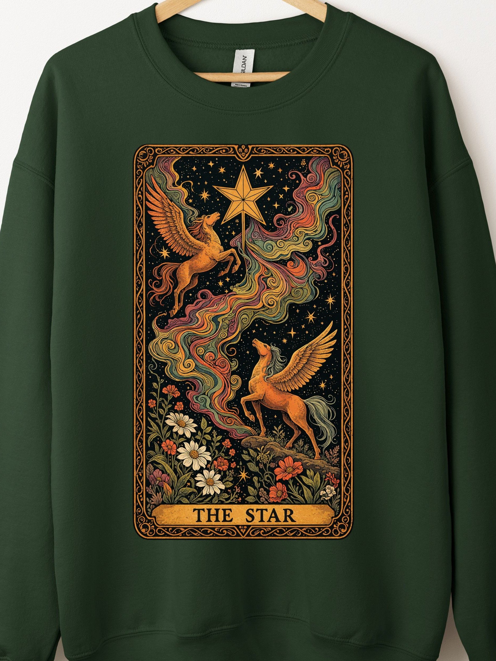 The Star Tarot Crewneck Sweatshirt, Fantasy Pegasus Graphic product image (1)