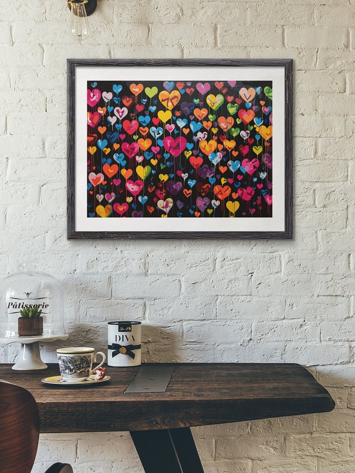 Colorful Hearts Balloon Art Canvas, Romantic Rainbow Love Heart Print, Joyful Wall Art for Bedroom and Living Room, Whimsical Artwork Decor product image (2)