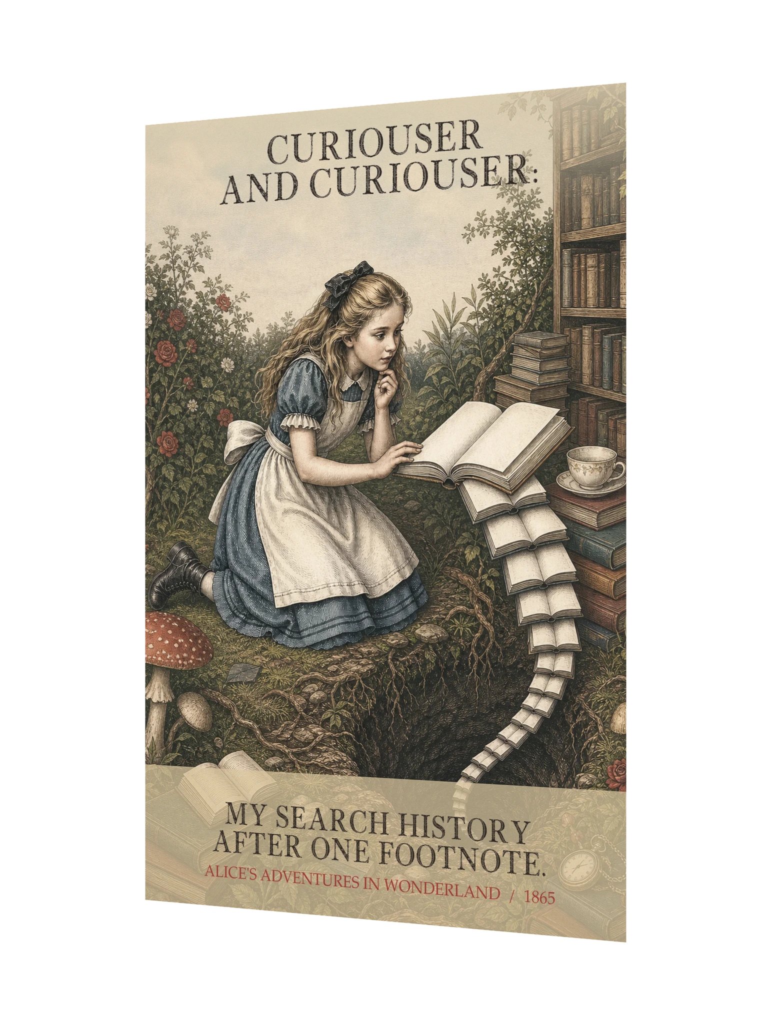 Curiouser Curiouser Search History After One Footnote -- Alices Adventures in Wonderland Art Print product image (11)