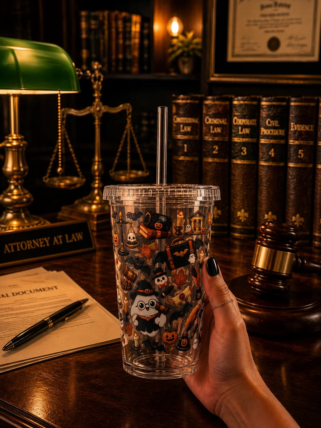 Halloween X Lawyer Mashup Clear Wall Tumbler 16 Oz (473 ml) product image (1)