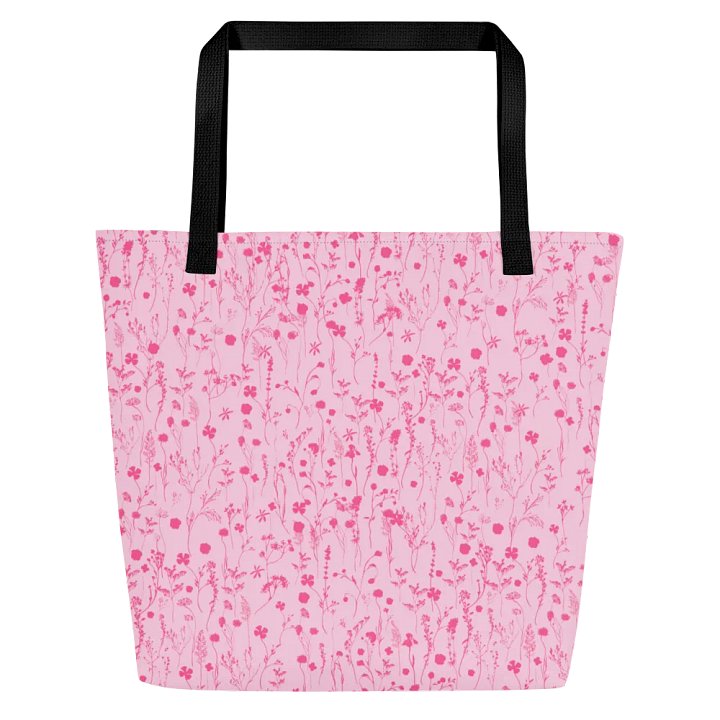 Pink Flower Summer Tote Bag with Inside Pocket for Beach & Shopping product image (1)