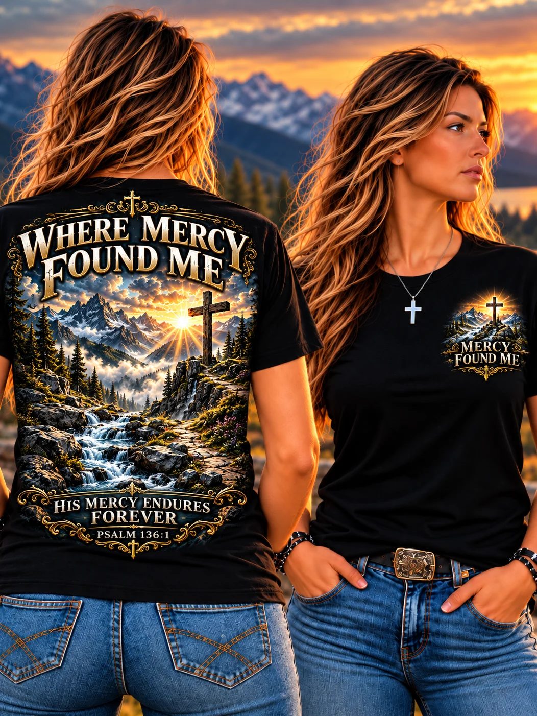 Where Mercy Found Me – Psalm 136:1 Scripture T-Shirt product image (1)