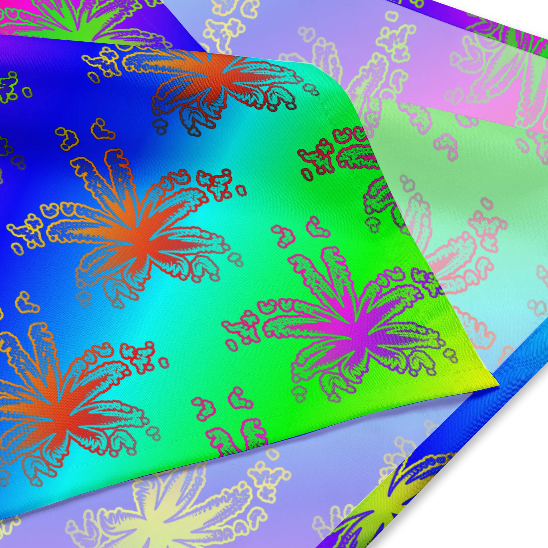 Neon Rainbow Reefer Rave Bandana, Queer Pride Cannabis Leaf Art Fashion Accessory product image (2)