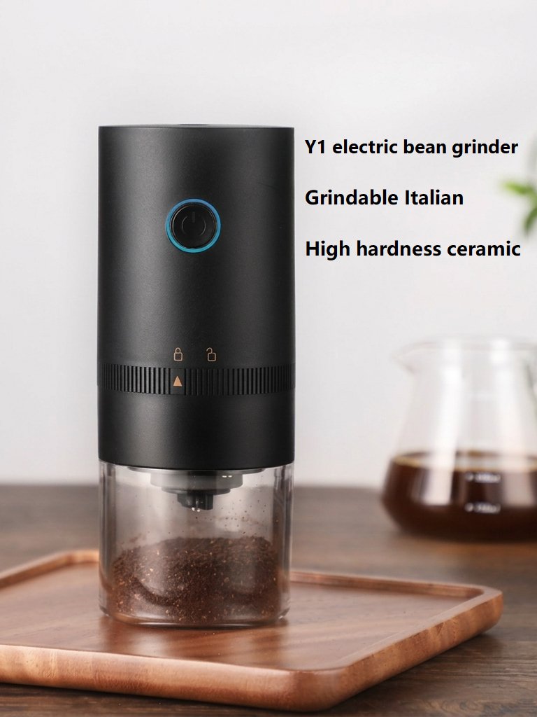 Portable electric coffee grinder with ceramic burr, adjustable grind settings, and USB rechargeable battery. Compact design ideal for espresso, pour-over, French press, travel, and home brewing. product image (4)