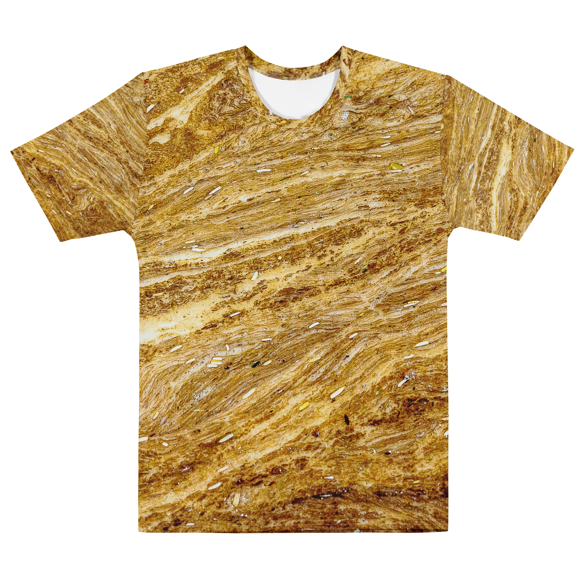 Golden Strata Men’s All-Over Print Natural Cotton Amber Mineral Crew Neck T-Shirt product image (1)