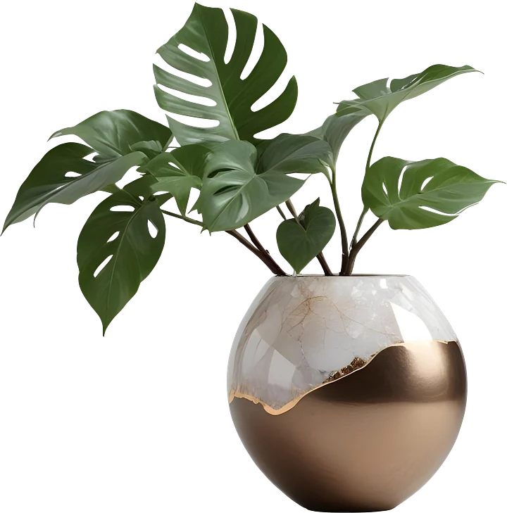 Glamour Organique – vase quart & bronze, PNG product image (1)