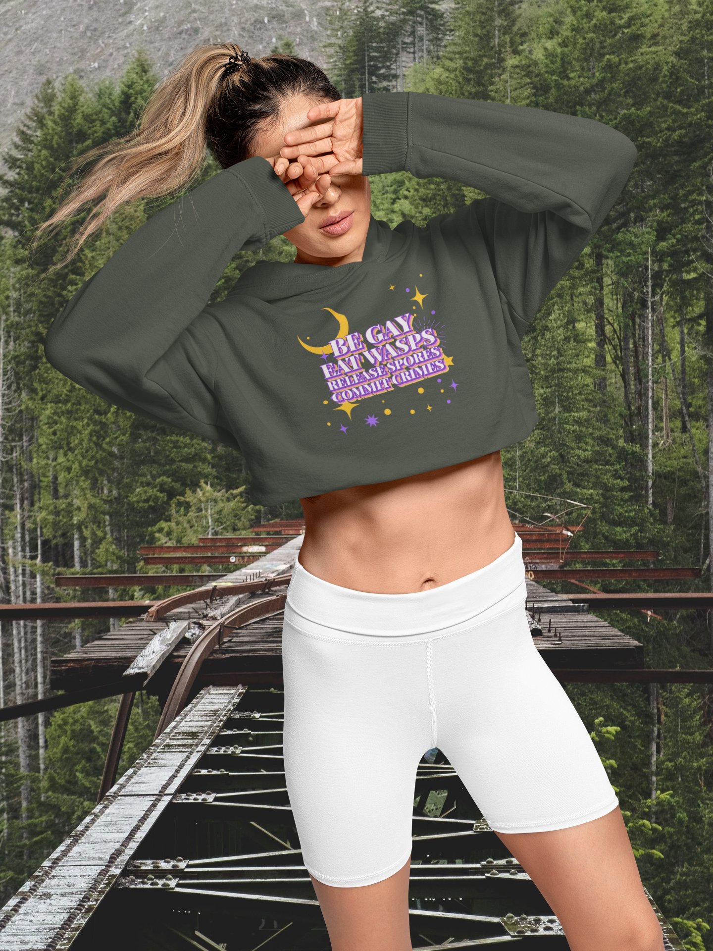 Cordyceps Propaganda fleece crop hoodie product image (1)