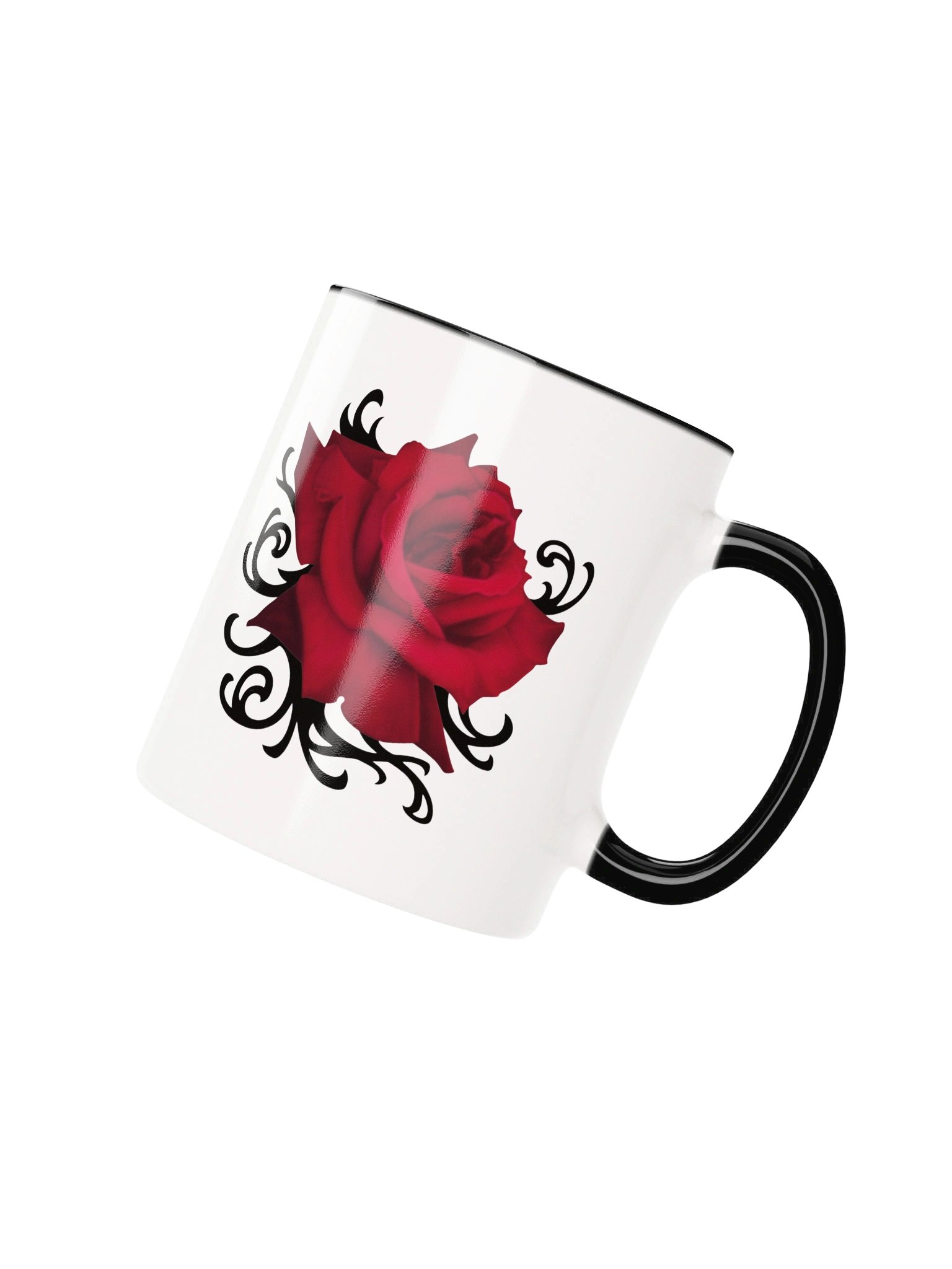 Gothic Dark Red Rose Ceramic Mug – Moody Crimson Floral Coffee Cup product image (3)