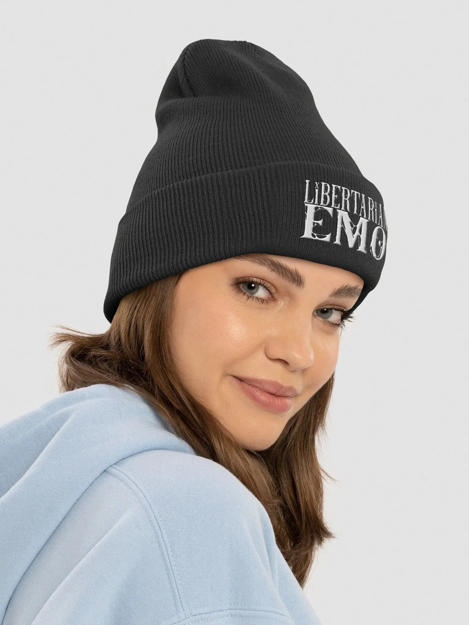 Libertarian Emo - Embroidered Beanie White product image (4)