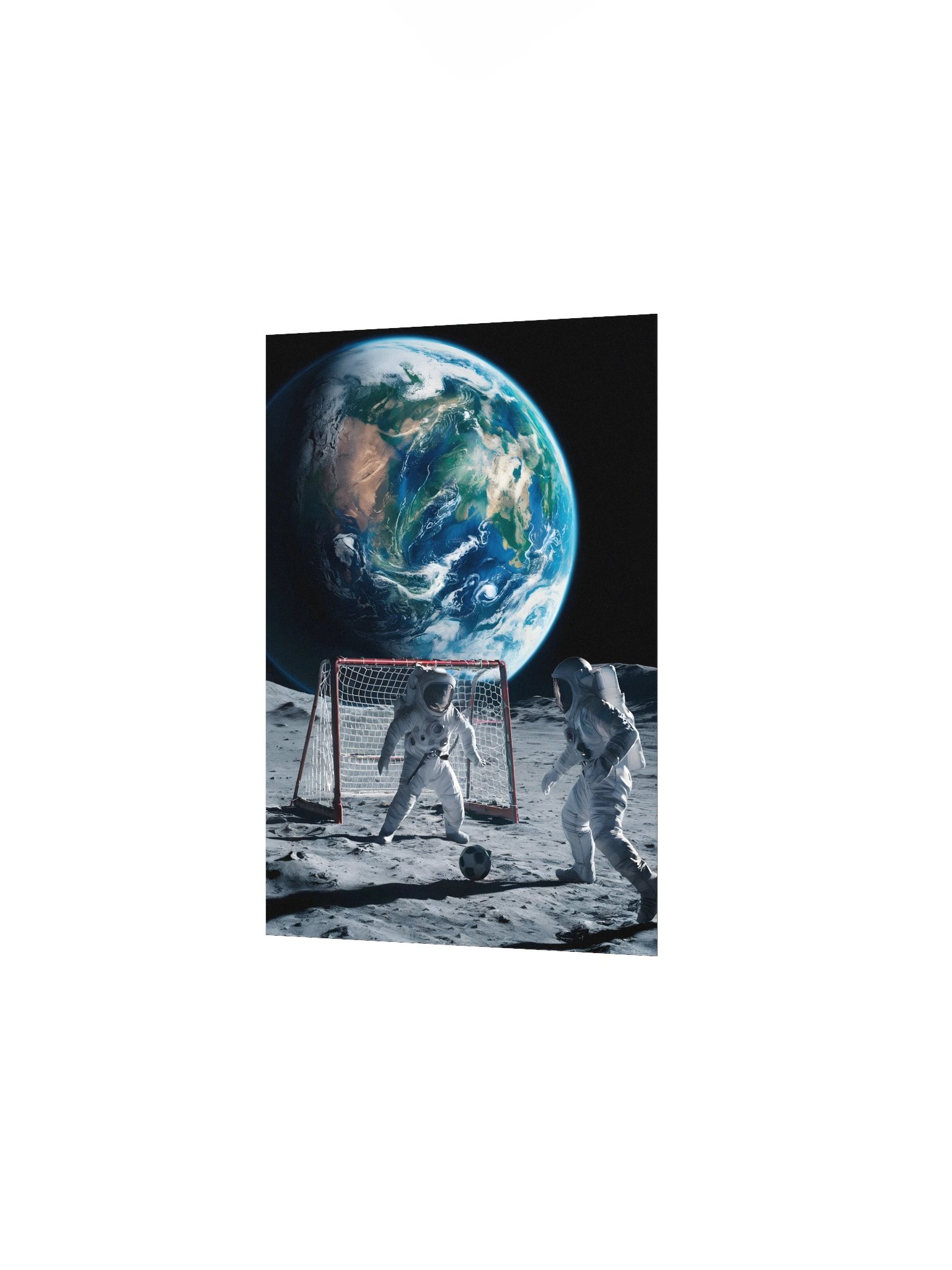 Moon Soccer Poster – Photorealistic Astronaut Space Humor Wall Art product image (3)