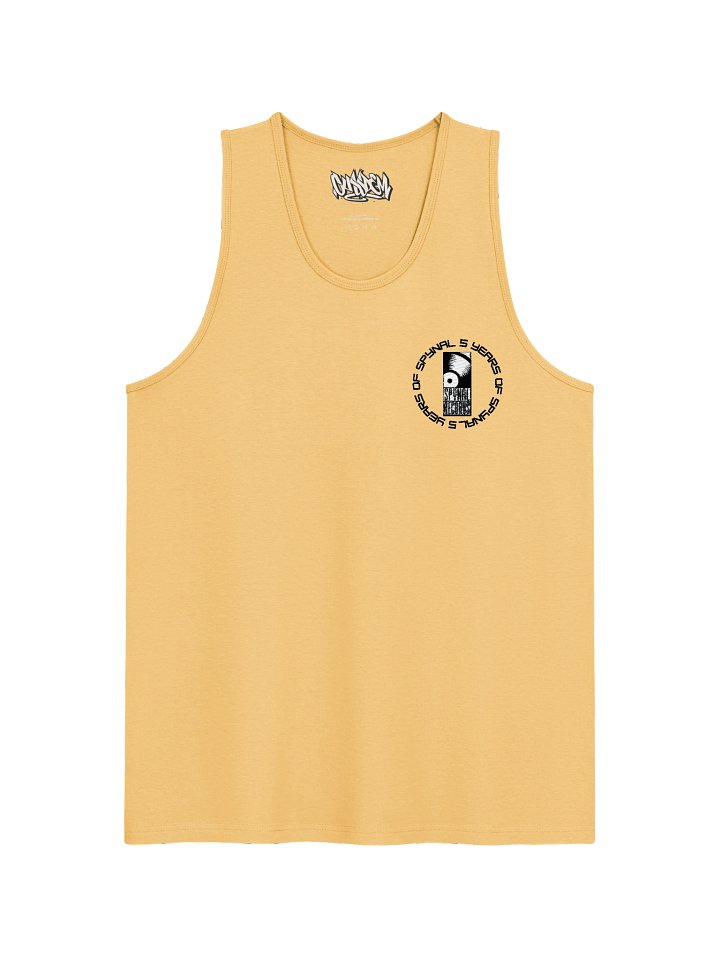 5 YRS OF SPYNAL X CUSSDEM EMBROIDERED WHITE/YELLOW TANK product image (1)