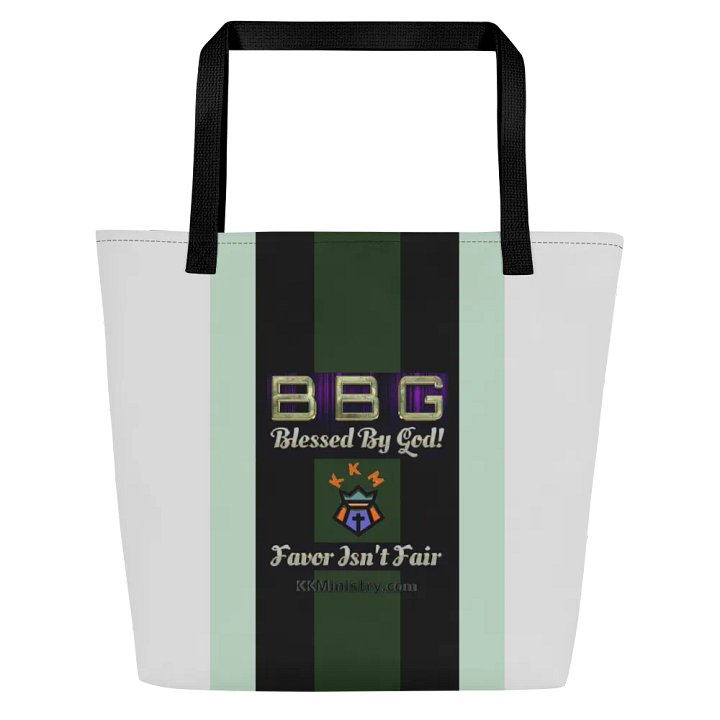 Green and Black Striped BBG Tote Bag with Pocket product image (2)