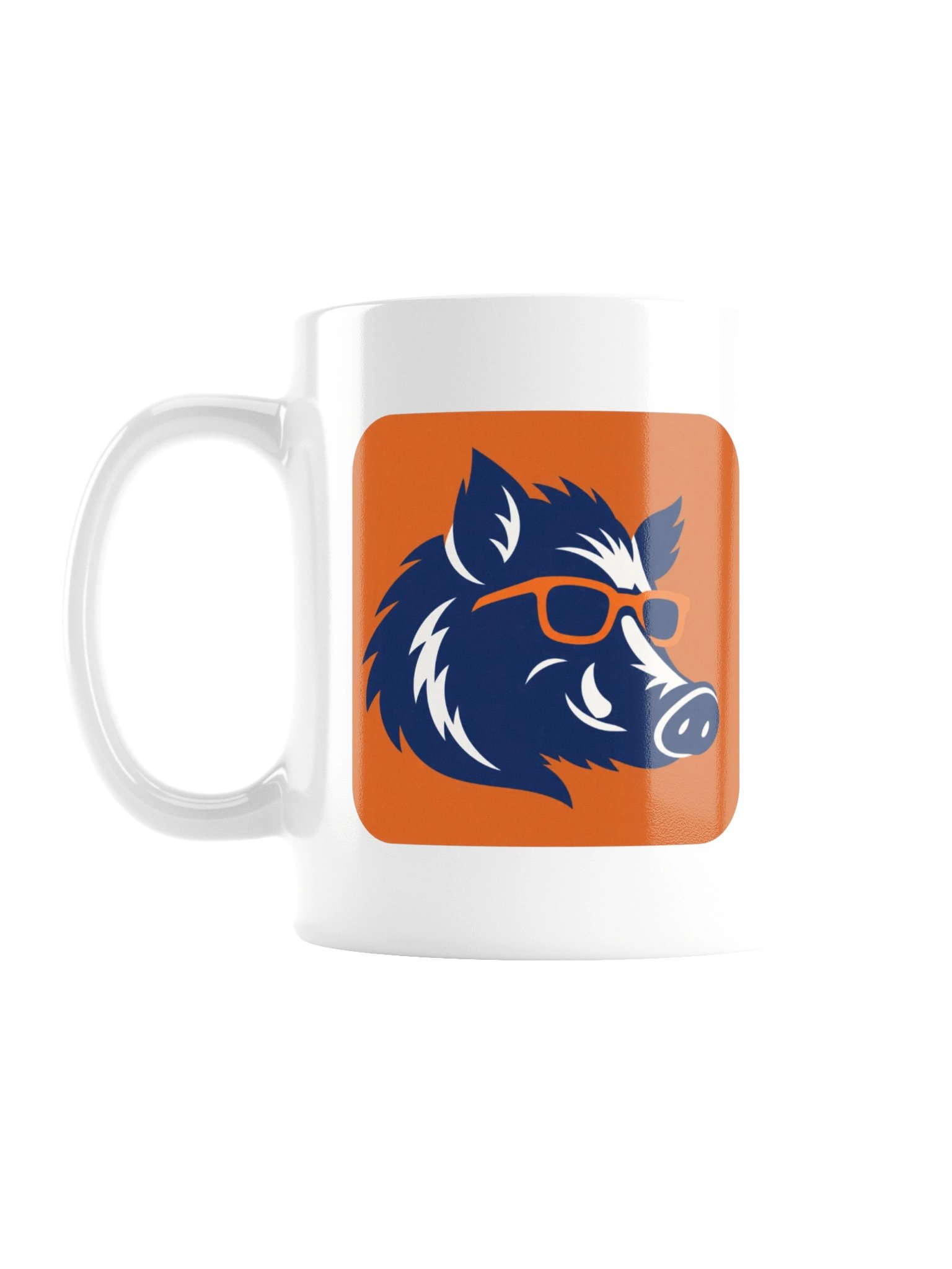 Curious Hog Orange Badge White Mug product image (1)