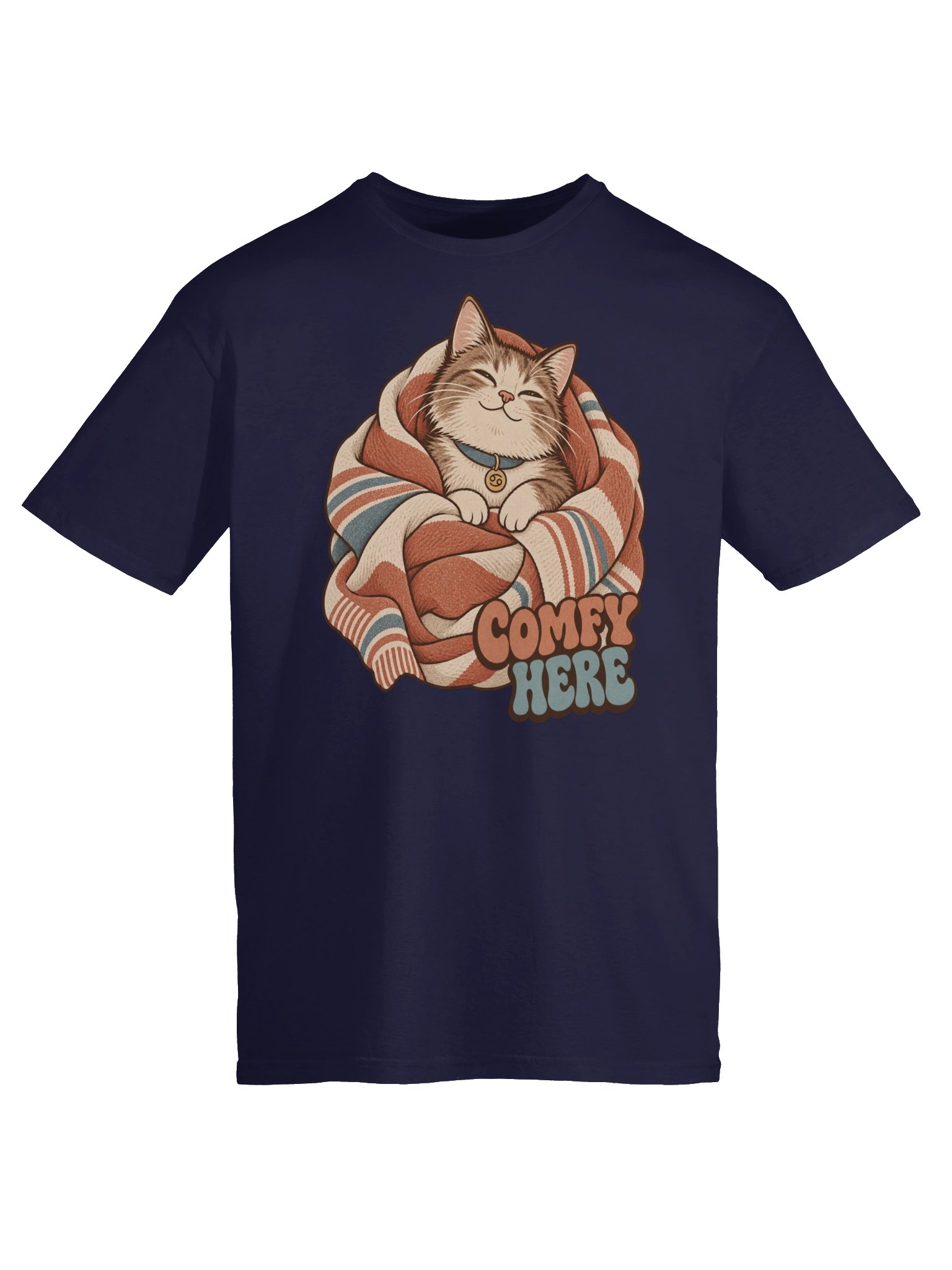 Cancer Comfy Here Cat Zodiac T-Shirt product image (5)