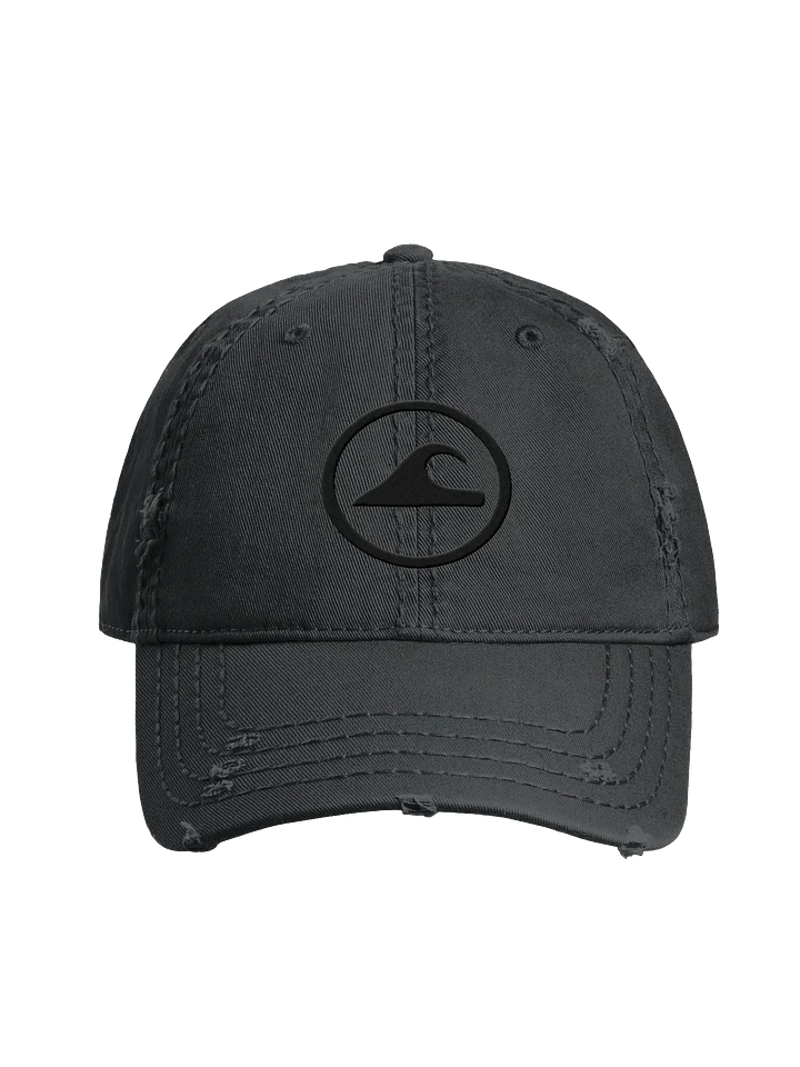 Embroidered Wave Rider Otto Distressed Dad Hat (Blackout) product image (1)