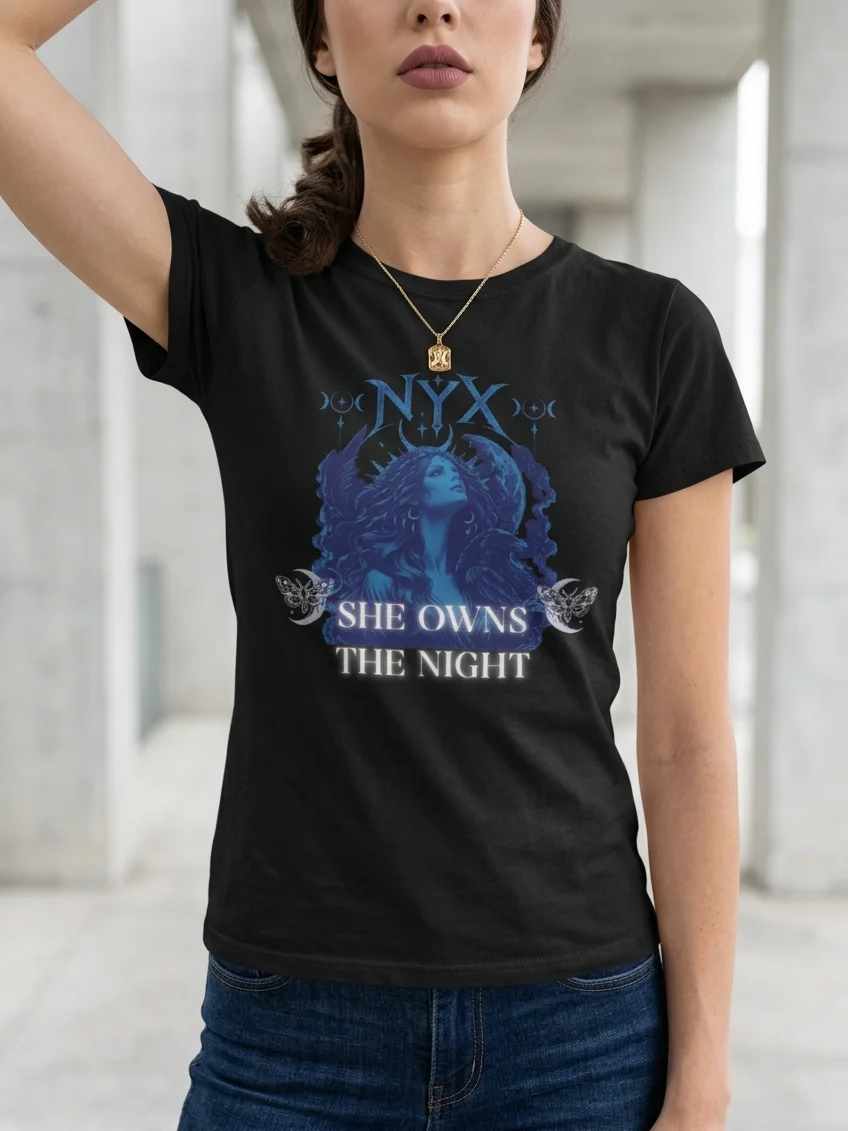 Nyx: She Owns The Night – Mystical Moon Goddess Graphic Tee product image (8)
