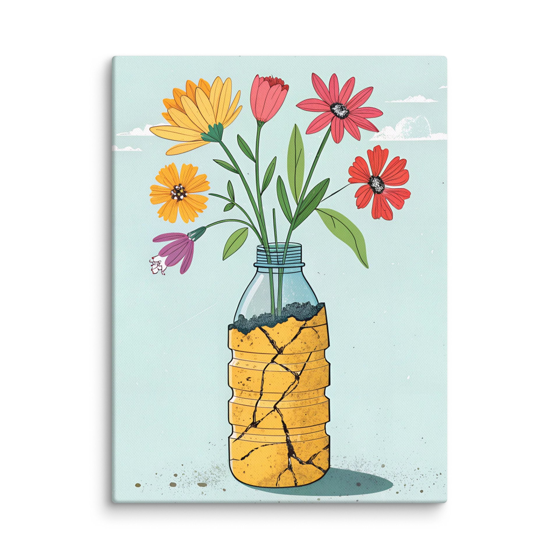 Floral Canvas Art: Cracked Planter product image (1)