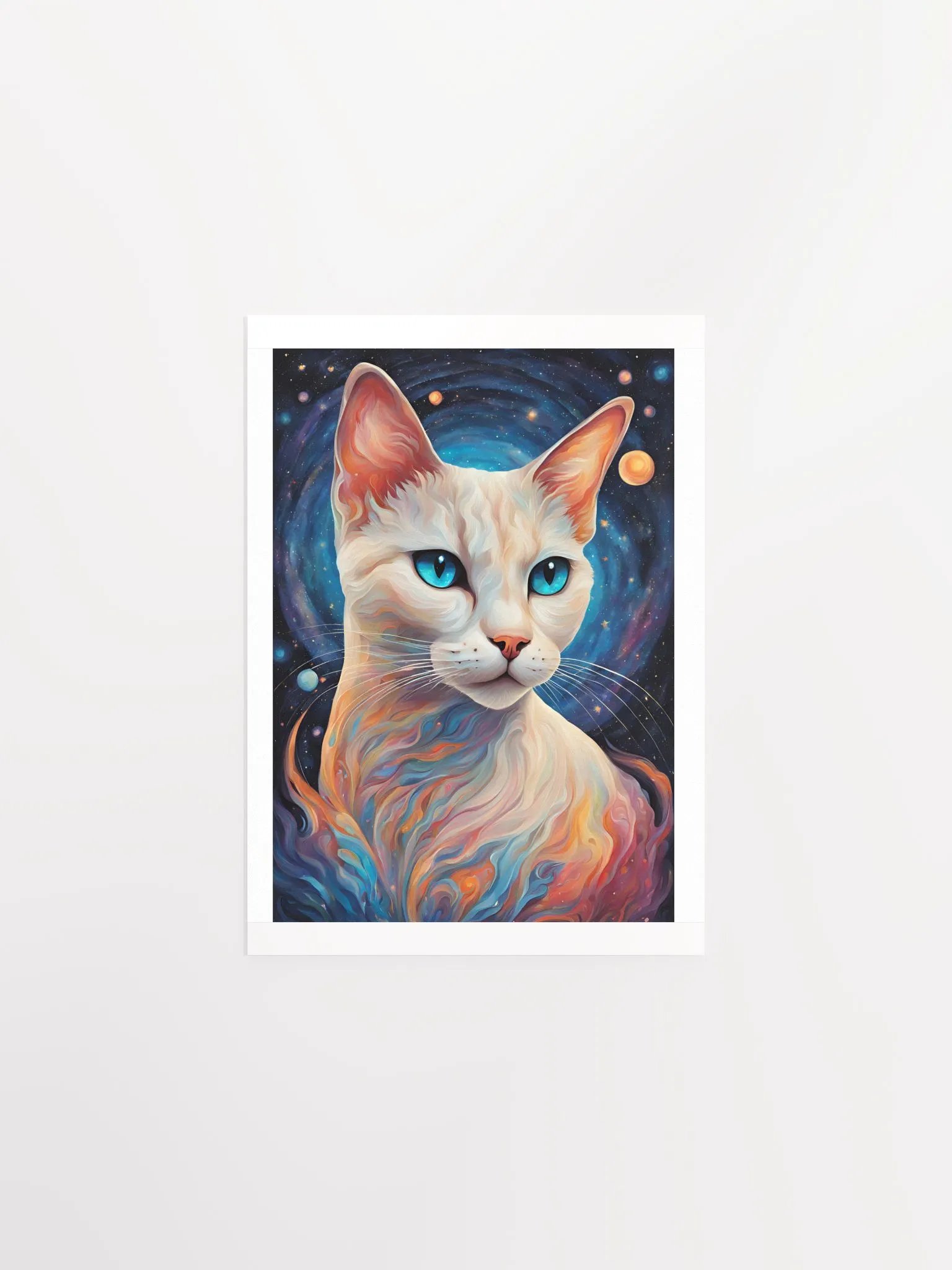 Cosmic WHITE Cat Dreams Poster product image (1)