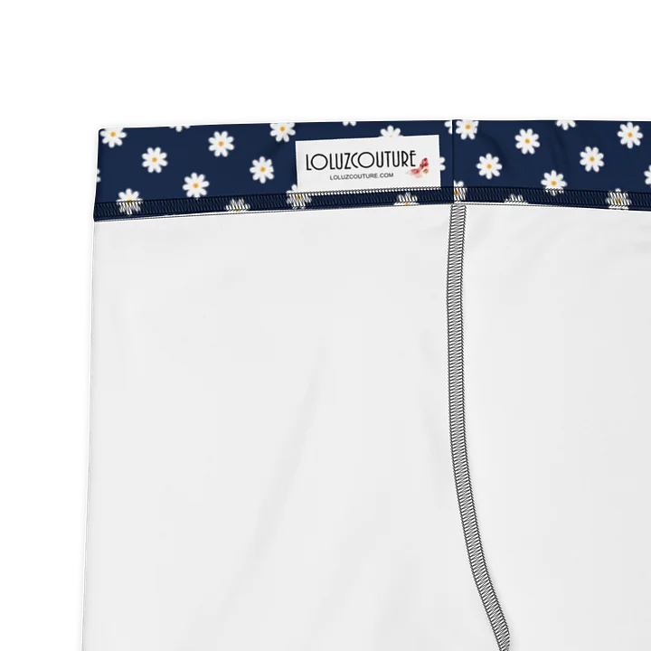 Navy Daisy All-Over Print Women’s Fitted Shorts product image (2)