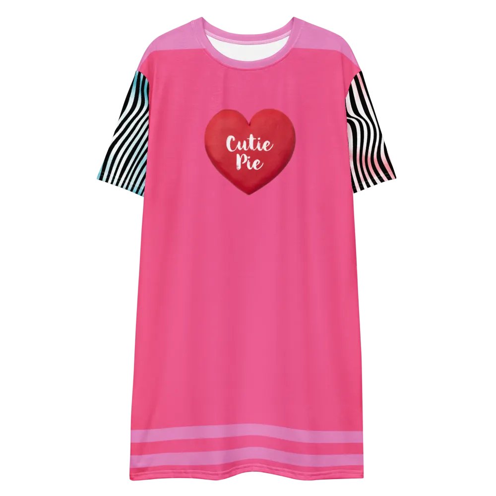 "Cutie Pie" Pink Stripe Oversized T-Shirt Dress product image (10)