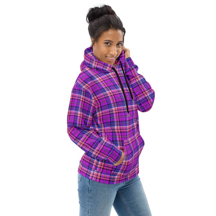 Bright Purple, Pink, and Blue Plaid Hoodie product image (1)