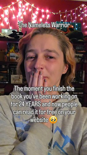 The moment you finish the book you've been working on for 24 YEARS and now people can read it for free on your website 🥹

Her...