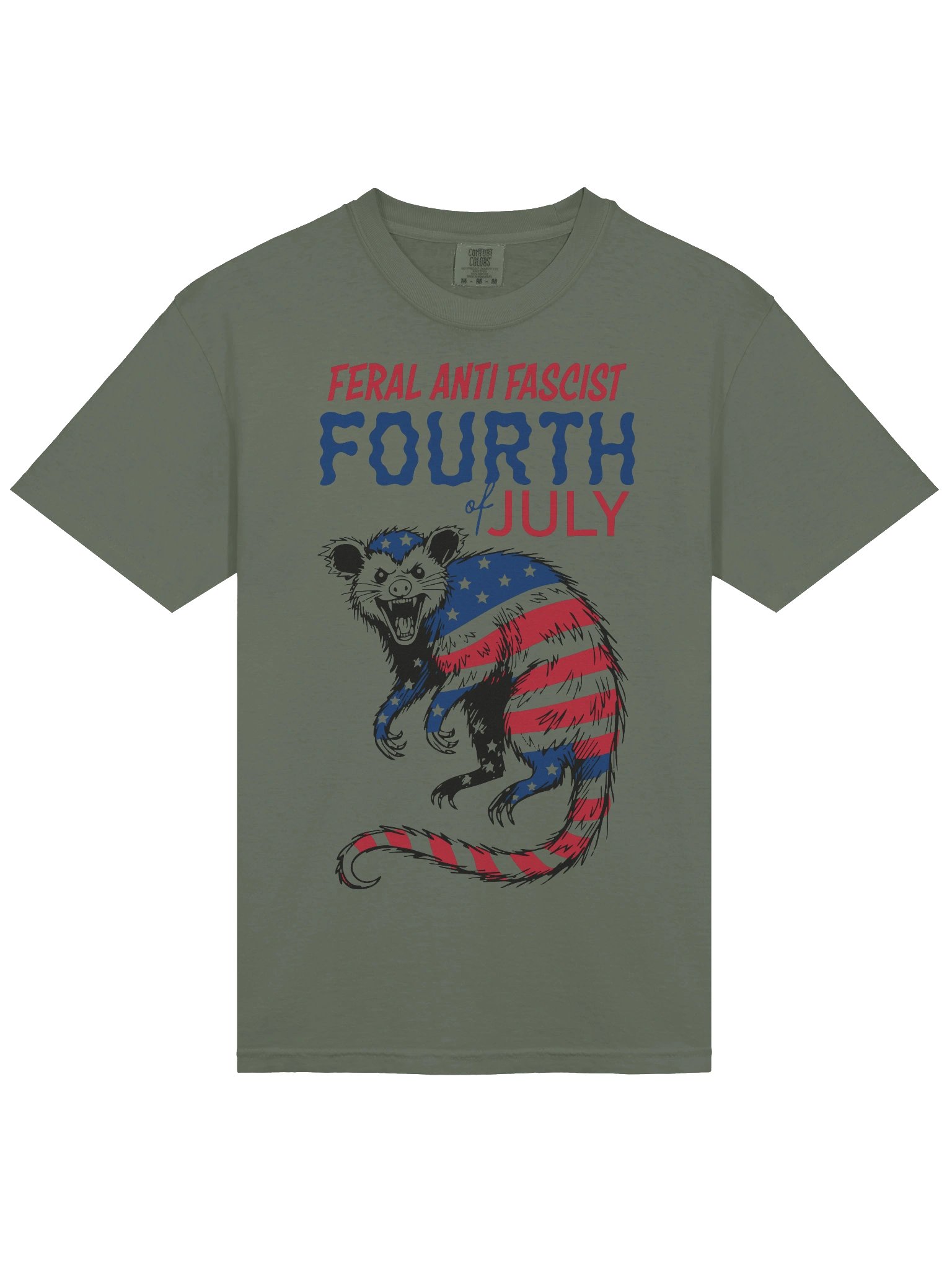 Feral Opossum Anti Fascist Fourth Of July T Shirt product image (29)