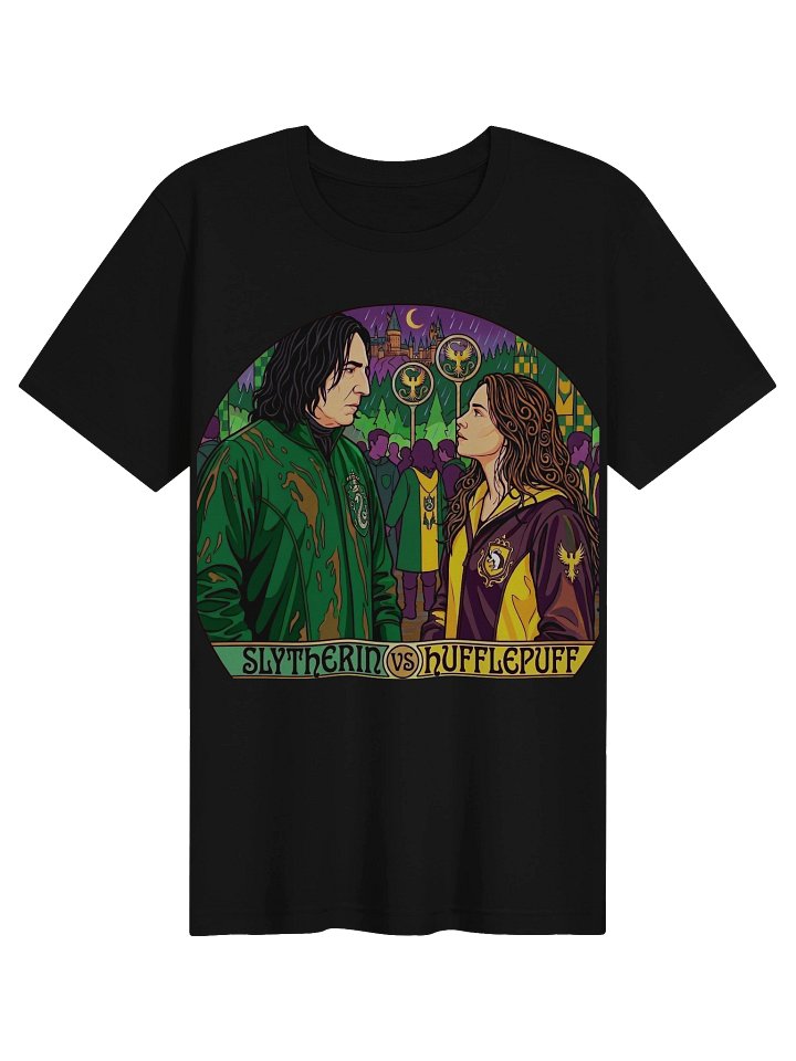 Slytherin vs Hufflepuff Wizard Rivalry Art Nouveau T-Shirt | Magical House Pride Fantasy Fan Shirt product image (3)