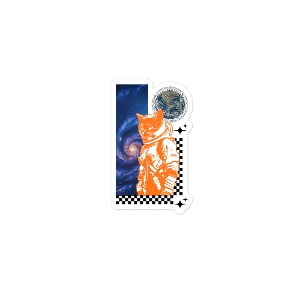 Orange Astronaut Cat Space Sticker product image (1)