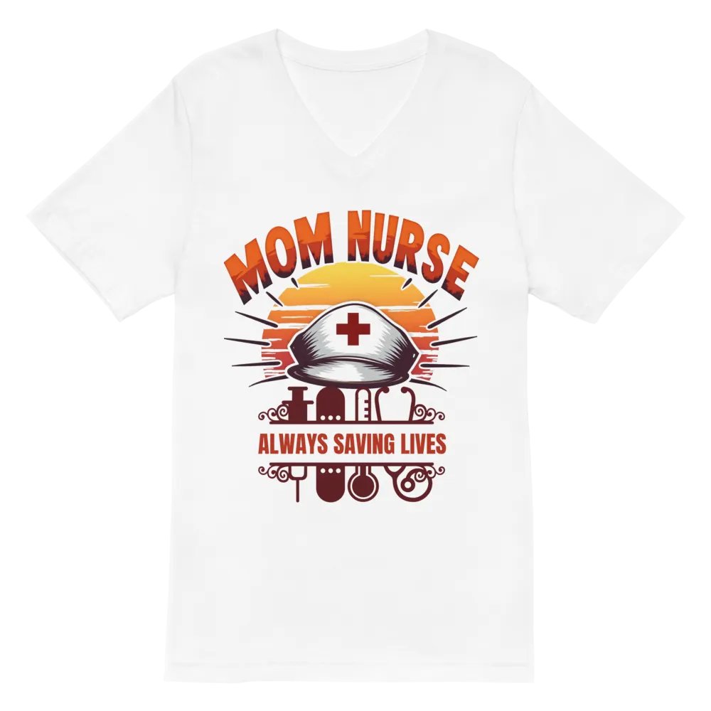 Heroic Mom Nurse Sunset V-Neck T-Shirt product image (2)