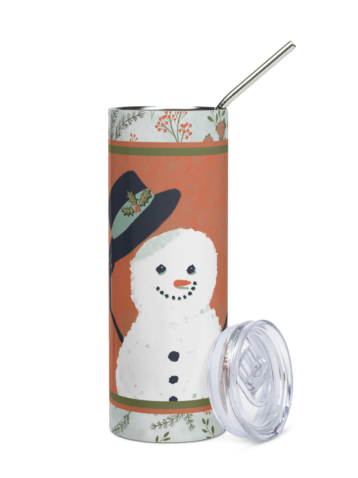 “Snowman Hello” 20-Ounce Stainless Steel Tumbler with Straw product image (1)