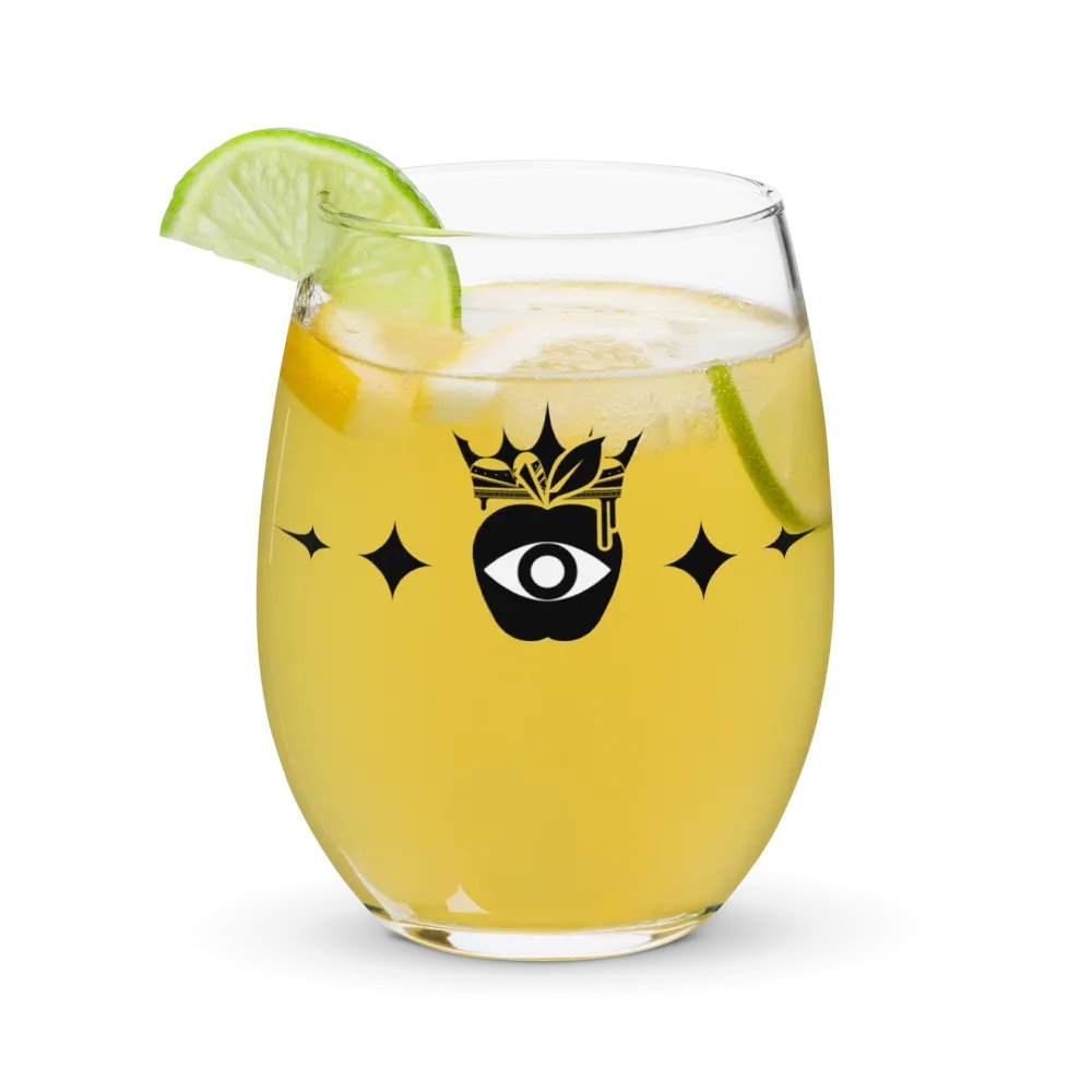 Crowned Apple (Black) ✦ Stemless Wine Glass product image (9)