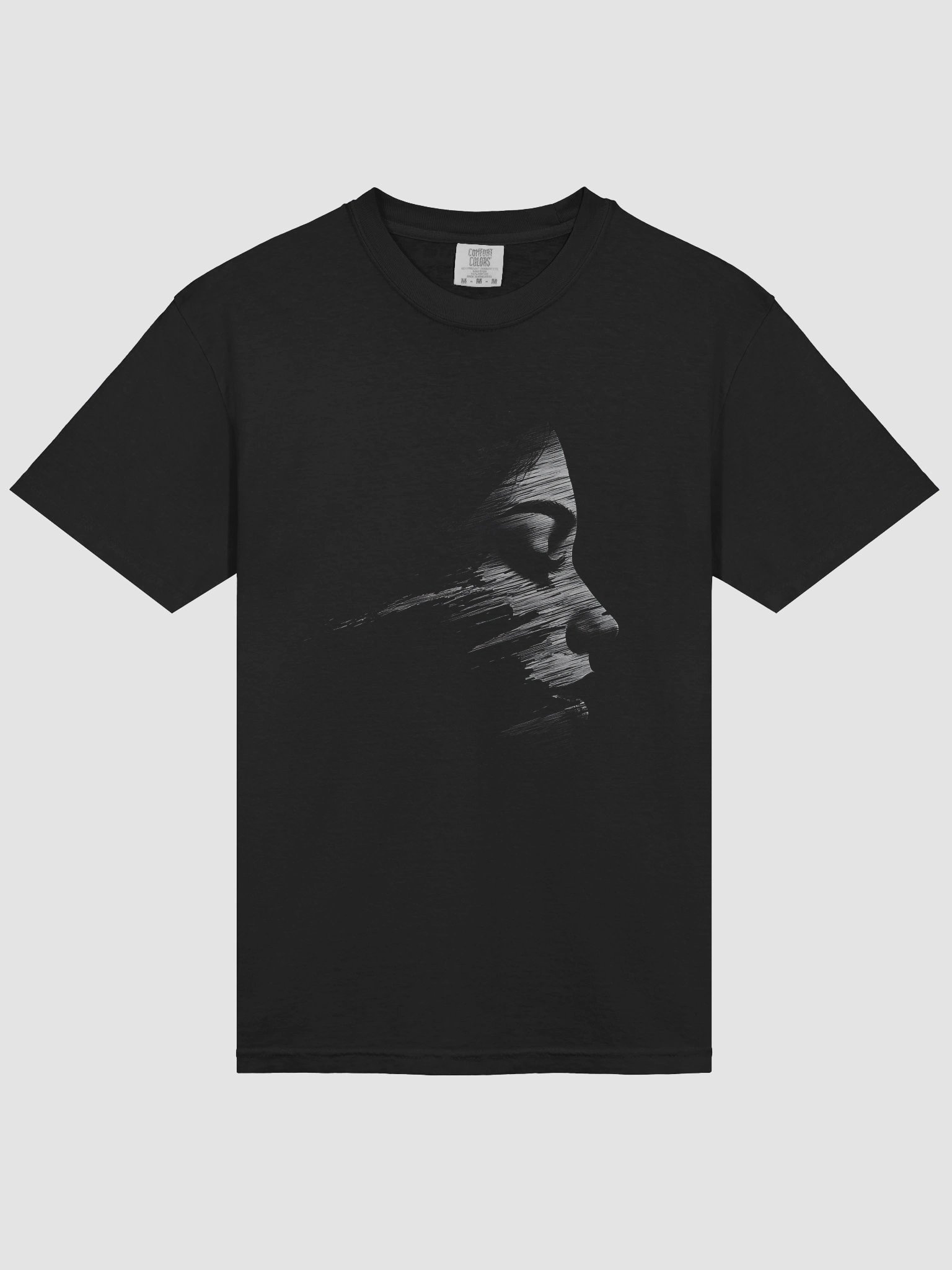 Hooded Shadow Figure | Black Graphic Short-Sleeve T-Shirt product image (3)