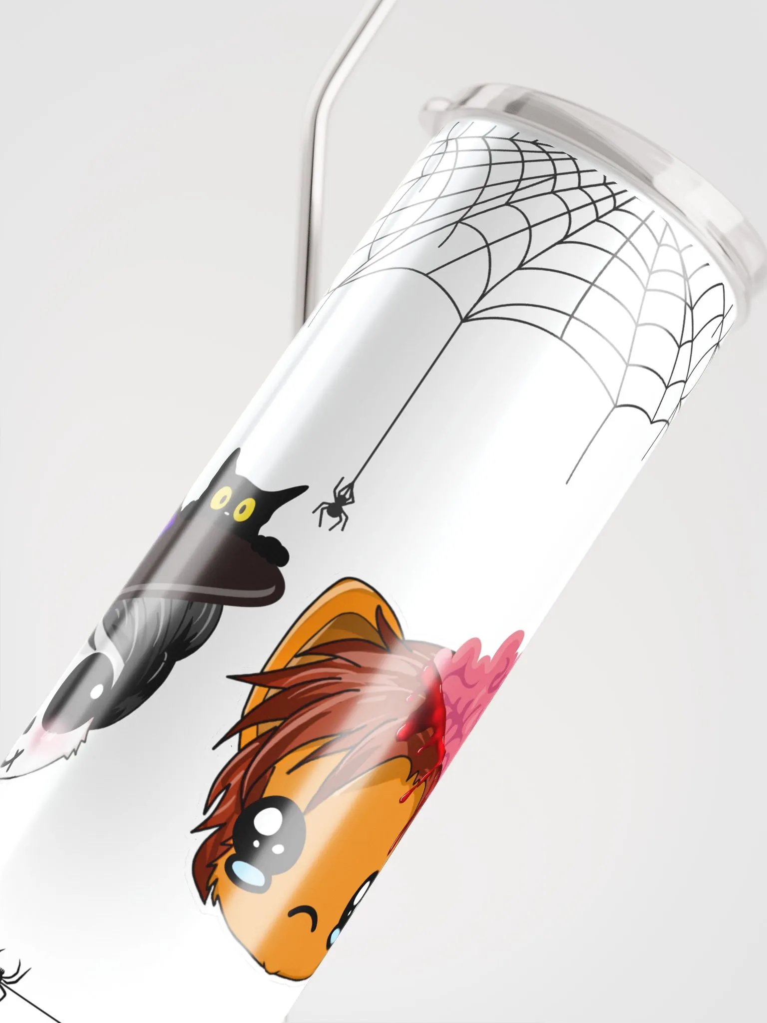 Witchy Panda and Zombie Simba Steel Tumbler - Halloween 2024 product image (5)