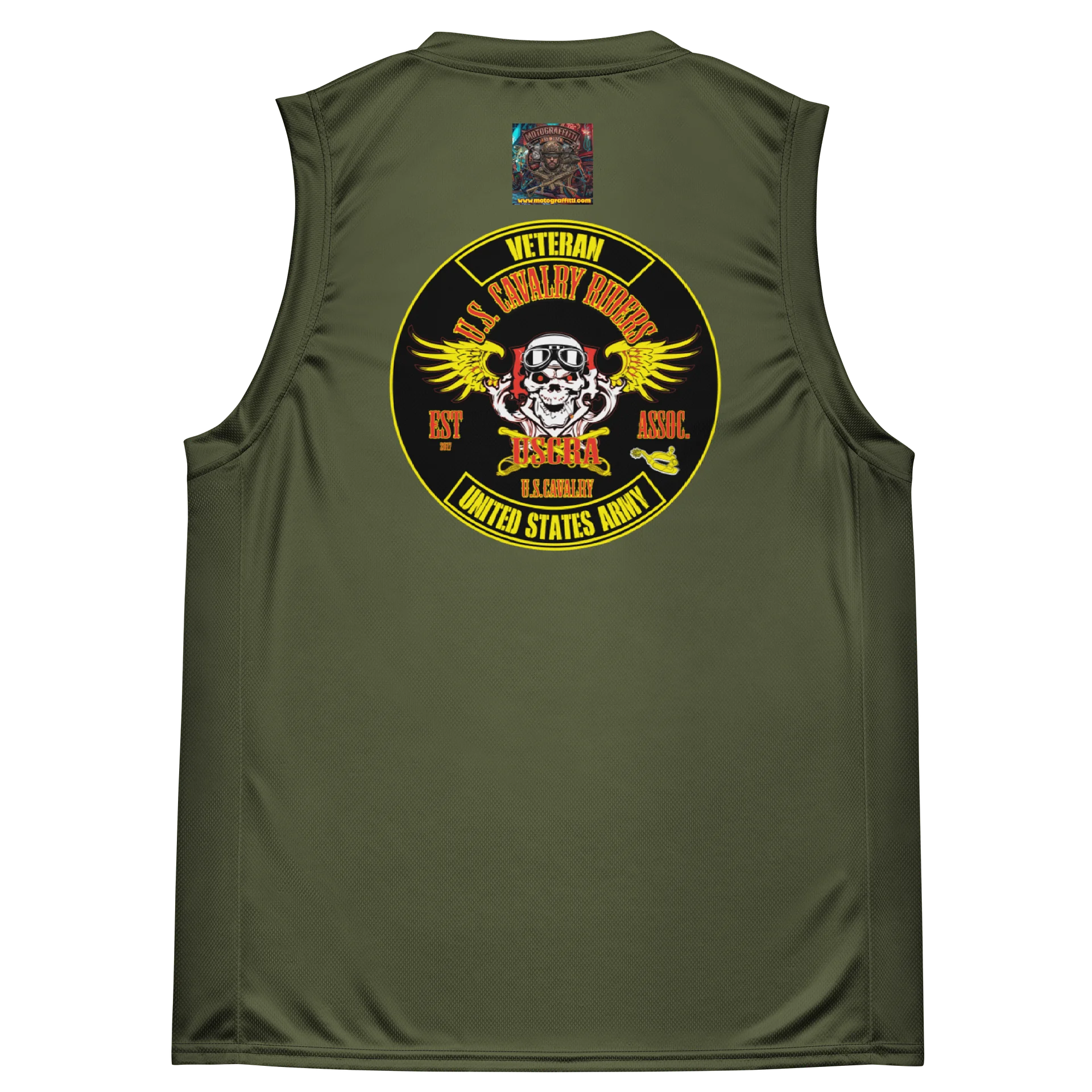 U.S. Cavalry Riders Skull Basketball Jersey OD Green product image (4)